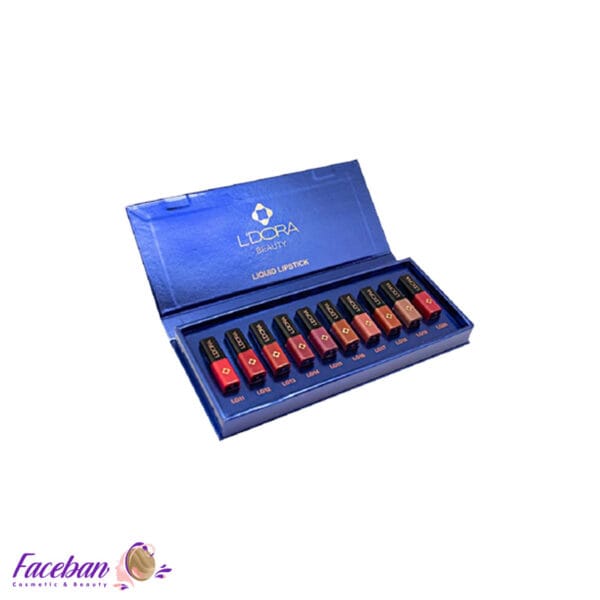 رژ-لب-مایع-نیمه-مات-کوچک-لدورا-LDORA-جعبه-10-رنگی