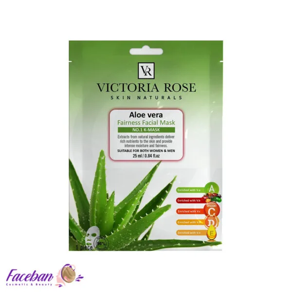 ماسک-ورقه-ای-صورت-آلوئه-ورا-ویکتوریا-رز-VICTORIA-ROSE-حجم-25-میلی-لیتر