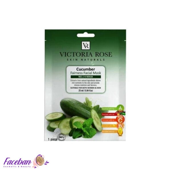 ماسک-ورقه-ای-صورت-خیار-و-نعناع-ویکتوریا-رز-VICTORIA-ROSE-حجم-25-میلی-لیتر