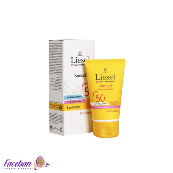 کرم-ضد-آفتاب-بی-رنگ-SPF50-لایسل-LIESEL-مناسب-پوست-های-خشک-و-نرمال-مدل-Sunsel-حجم-40-میلی-لیتر