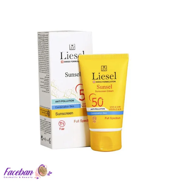 کرم-ضد-آفتاب-رنگی-SPF50-لایسل-LIESEL-مناسب-پوست-های-نرمال-تا-مختلط-مدل-T1-Sunsel-حجم-40-میلی-لیتر