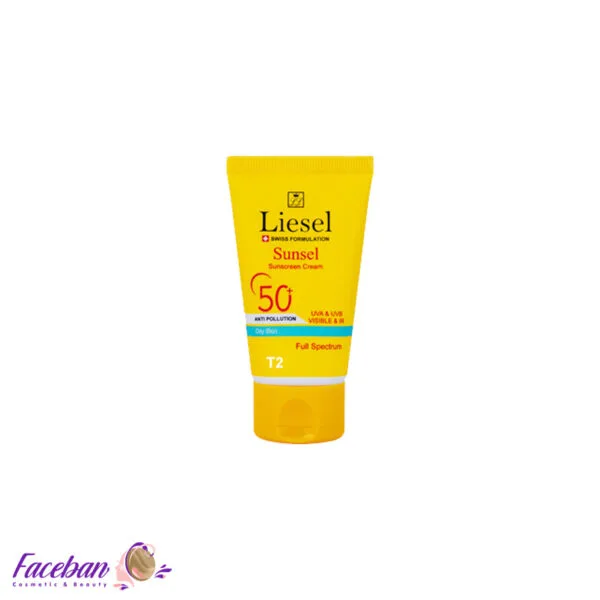 کرم-ضد-آفتاب-رنگی-SPF50-لایسل-LIESEL-مناسب-پوست-های-چرب-و-مستعد-آکنه-مدل-T2-Sunsel-حجم-40-میلی-لیتر